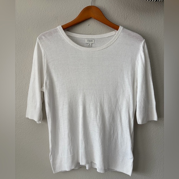J. Crew Linen Viscose Blend Short Sleeve Top White Women’s Medium - Picture 2 of 10